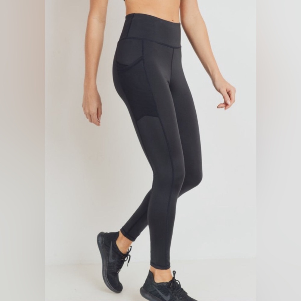 Mono B WOMEN Overlay Mesh Pocket Highwaist Leggings APH8005